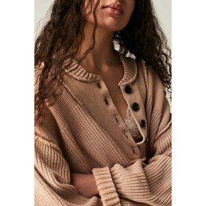 Free People Maggie Henley Heavy Sweater Womens Size XL Oversized Slouchy Boho